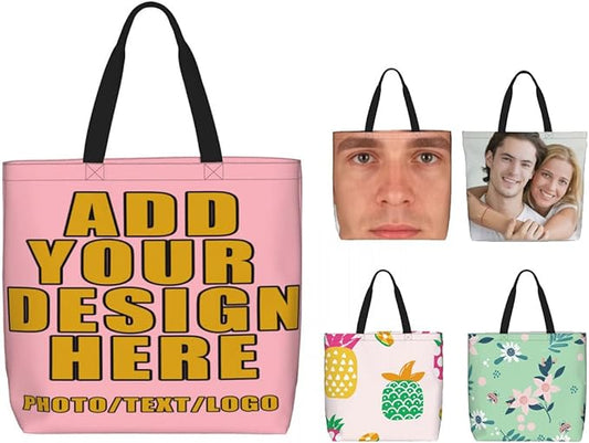 Custom Large Black Tote Bag With Pocket Extra Large Reusable Grocery Bags