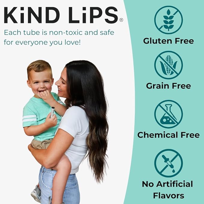Kind Lips Organic Strawberry Lip Balm 5-Pack – Fruity, Sweet, and Long-Lasting Lip Care • 100% Natural, Clean, Gluten-Free, Grain-Free • Made in USA • Family Value lip chap Set