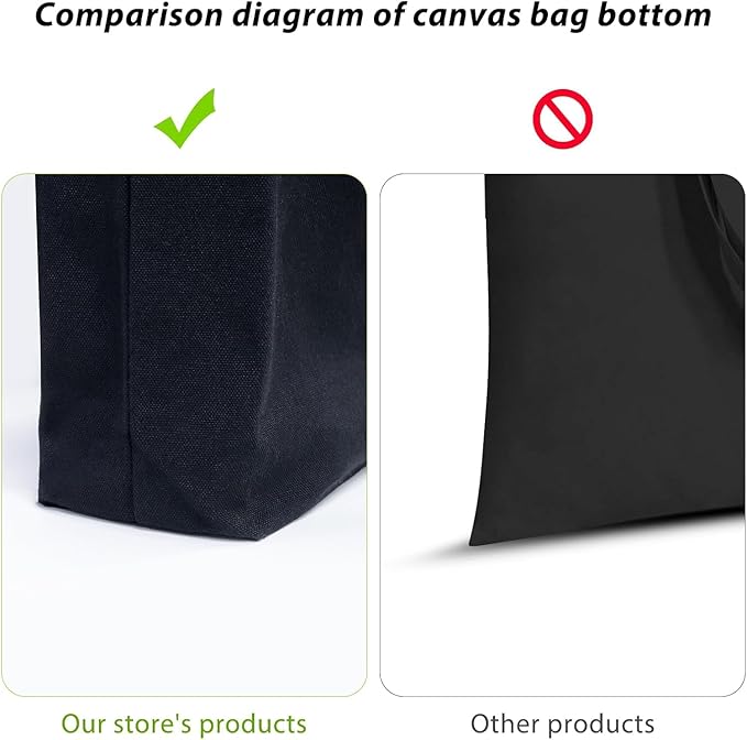 Faylapa 5 Pack Canvas Tote Bags, Heavy Duty Reusable Grocery Shopping Bag 13.6"x 15.3" Blank Cotton Bags for Decorating Christmas Crafts DIY, Painting(Black)