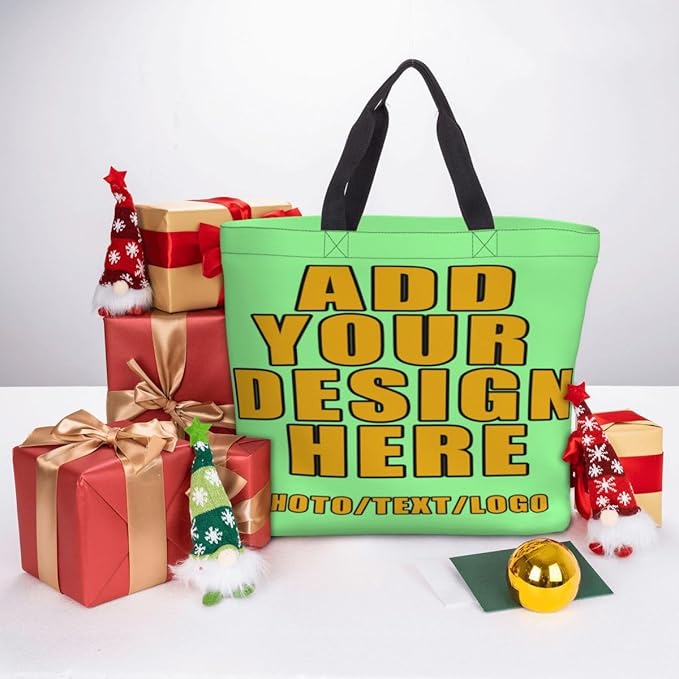 Custom Large Black Tote Bag With Pocket Extra Large Reusable Grocery Bags