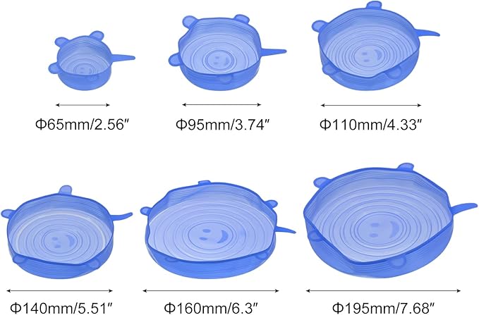 uxcell Silicone Stretch Lids, 2 Sets - Reusable Durable Silicone Bowl Covers, Silicone Lids for Bowls and Food Covers (Blue)