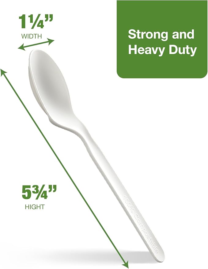 100% Compostable PLA Spoons Bulk Pack 400 Pcs Biodegradable Disposable Plastic Cutlery Utensils