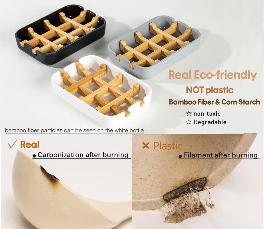 Modern Removable Soap Holder, Bamboo Fiber Sponge/Soap Dishes for Kitchen/Bathroom/Shower Room, Black - Image 3
