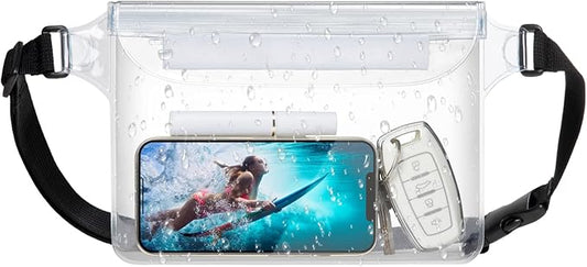 F-color Waterproof Fanny Pack - Cruise Essentials 2025 - Waterproof Pouch, Triple Zipper Roll-Top Dry Bag for Phone with Adjustable Waist Strap, Keep Passport Valuables Dry for Beach Kayaking Boating