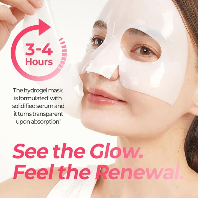 FARMSKIN Activated PDRN + Niacinamide Glow Boosting Hydrogel Mask Set - Refreshing & Hydrating Facial Masks for All Skin Types - Daily Korean Skin Care for Uneven Tone & Impurities (5EA, 1.19 oz)
