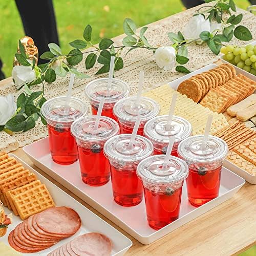 VITEVER [100 Sets - 24oz Plastic Cups with Lids and Straws, Disposable Cups for Iced Coffee, Smoothie, Milkshake, Cold Drinks - Clear (Pack of 2) - Image 6