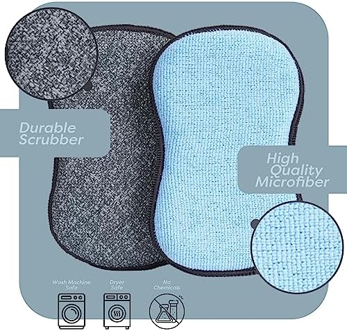 Multi-Purpose Scrub Sponges for Kitchen By Scrub- it - Non-Scratch Microfiber Sponge Along with Heavy Duty Scouring Power - Effortless Cleaning of Dishes, Pots and Pans All at Once(6 Pack, Large) - Image 4