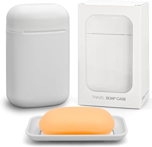 Minimalist Soap Case with Removable Draining Tray, Leak-Proof Travel Soap Container with Silicone Seal, Compact Portable Soap Dish, Gray, 1 Pack