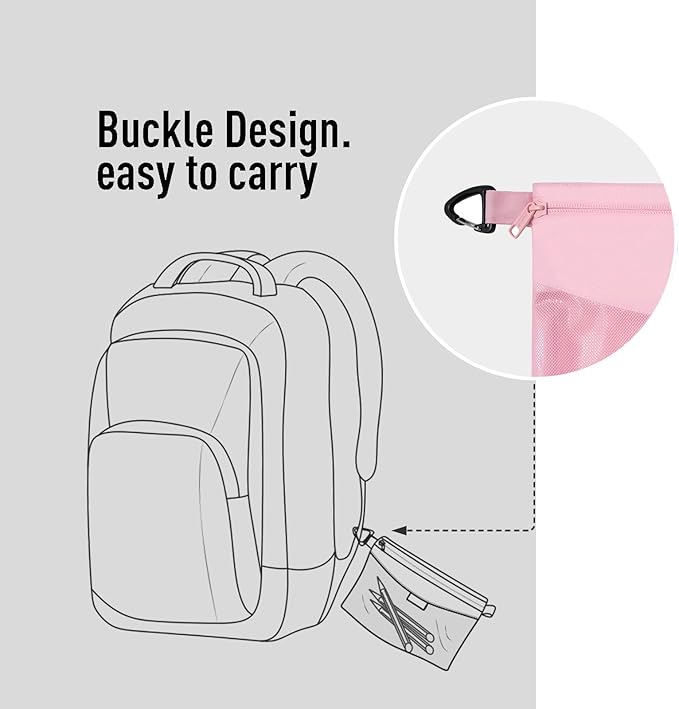 pack all Water-resistant Material Zipper Pouch, Mesh Zipper Bags for Storage, Travel, Office (Pink, Medium)