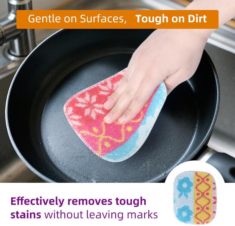 Amarelle Scrub,Eco-Friendly Reusable Dish Scrubbers for Washing Dishes,Soft Safe and Non-Scratch Scrubber, Durable Scouring Pad for Kitchen and Household Cleaning (Berry Forest, 5-Pack) - Image 6