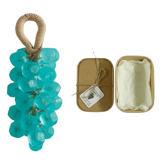 Grape Soap, Handmade Grape Soap on a Rope, Crystal Grapes Shaped with Natural Ingredients, Christmas Decorative Hand Soaps for Washing Hands & Fresh Air, Gift Choice for Women Men (Tea Tree)