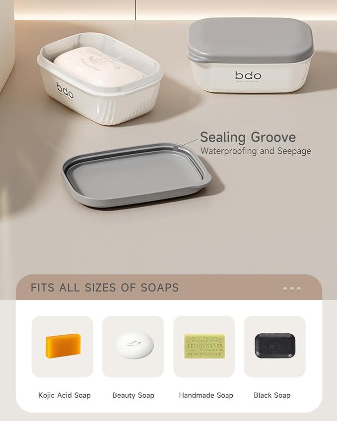 Travel Soap Case, Leakproof Soap Container with Lid, Portable Bar Soap Holder for Traveling, Soap Dishe for Bathroom, Shower, Gym, School, Camping, Vacation, Outdoor,Travel Essentials