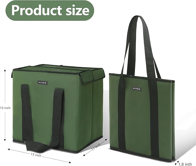 HATHOR Hot Cold Insulated Grocery Bags Reusable Stackable Collapsible Foldable Cooler Boxie Bag Shoping Totes for Groceries in Car, Frozen Food & Travel