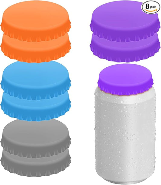 8PCS Silicone Soda Can Lids,BPA-Free Reusable Silicone Can Covers, Can Stopper or Protector For Soda,Beer, Drink, Juice, Coke, Beverage, Can Lid, Cover or Protector Quasi Beverage Cans
