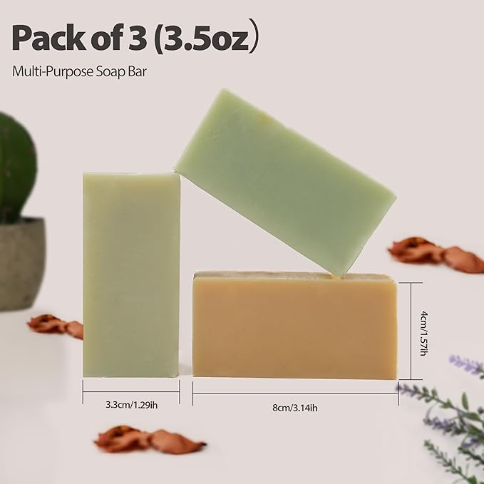 MAYJAM Natural Bar Soaps with Shea Butter,Body Botanical Soap Bars Variety Soap:3 Pack Scent Clary Sage,Lemongrass,Tea Tree Soap Bars,Antibacterial Bath Soap for Men&Women All Skin Body Wash Gift