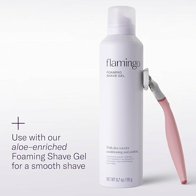 Flamingo Razors for Women, 1 Razor (Rose) Handle, 1 Razor Blade Refill, and 1 Shower Holder