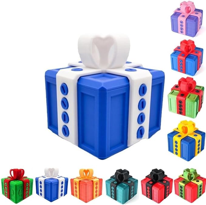 The Prank Box Funny Christmas Gifts Box Annoying Hilarious Screw Challenge with Surprise 3D Printed Screw Gifts Boxes Ideal for Birthday, Christmas (Blue and white)