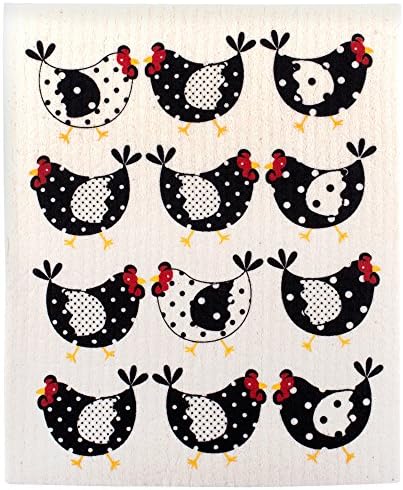 DII Swedish Dishcloths for Kitchen & Cleaning, Reusable, Machine Washable & Dishwasher Safe, Biodegradable, 7.75 x 6.75, Chickens, 3 Piece - Image 2