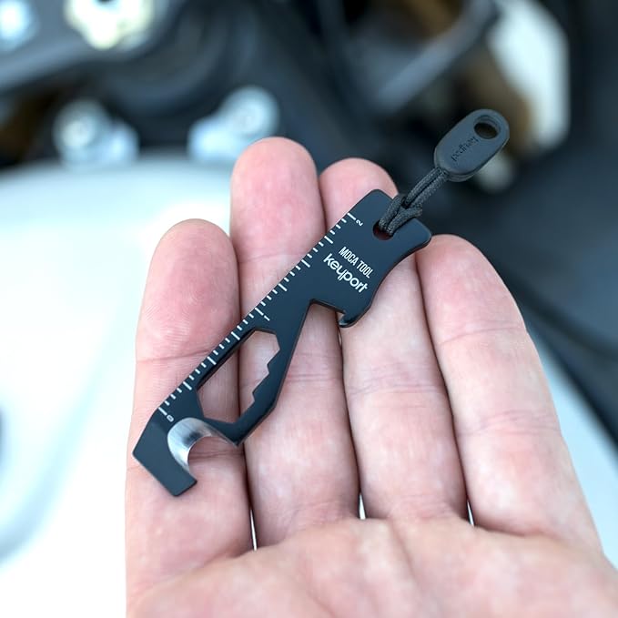 Keyport MOCA 10-in-1 Keychain Multitool (Black) | EDC Multi Tool: Pry Bar, Bottle Opener, Screwdriver, Box Opener, Cord Cutter & More | TSA Key Tool | EDC Gear | Key Organizer, Key Chain Compatible