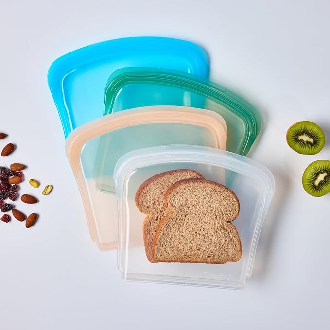 MODERN-X SnapPack Premium Silicone Reusable Storage Bags, 2-Pack, Multi | Multi-Use Reusable Bags, Lunch Bag, Travel Containers | BPA Free, Leak-free, Dishwasher-Safe, Eco-friendly