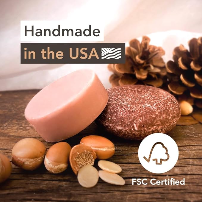 Wave Shampoo Bar & Conditioner Bar Set, Argan Oil Vegan Sulfate Free USA Handmade Moisturizing Solid Bars for All Hair Types Good for Travel Long Lasting 120 Uses Argan Oil Shampoo and Conditioner bar