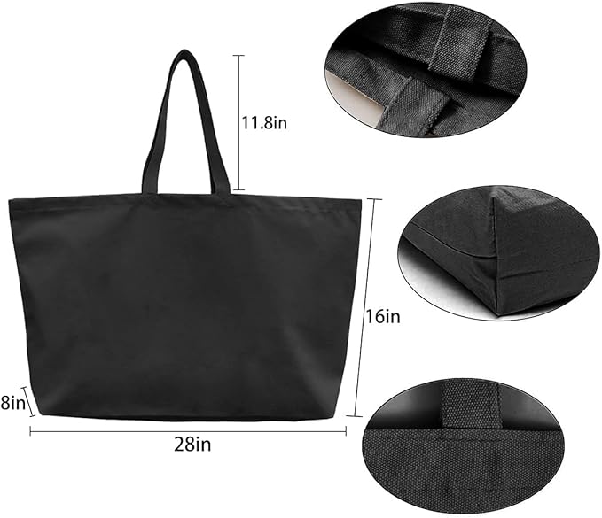 Large Canvas Tote Bag-Extra Big Shopping Beach Totes Bags Reusable Largest Grocery Plain Solid Bag 28"x8"x16"