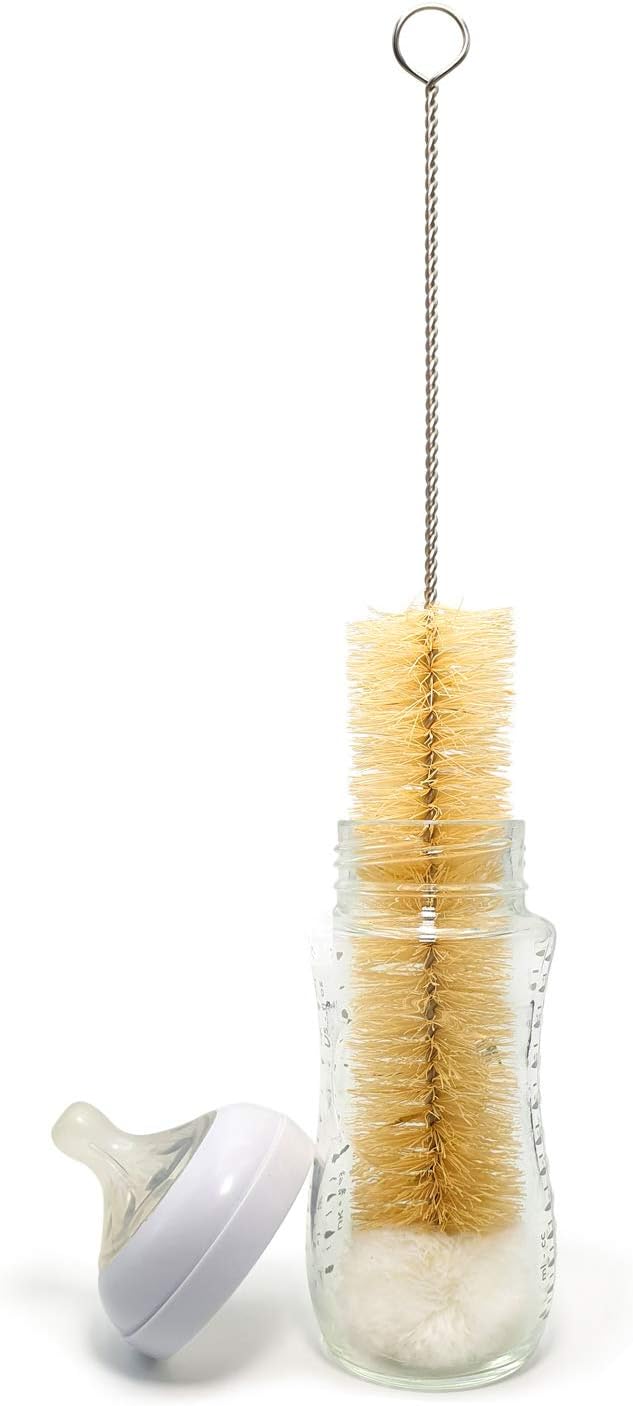 Bambaw Bottle Cleaner Brush Set | 4 Cleaning Brushes | Bottle Brush Cleaner Set | Water Bottle Brush | Bottle Scrubber | Small & Long Bottle Brush for Glass - Soft Cotton Tip to Prevent Scratches