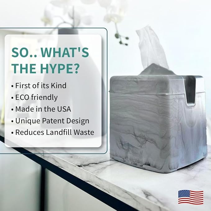Tissuecaddy Life Hack Toilet Paper Dispenser - Money Saver Alternative to Tissue Box and Tissue Box Holder | Home, Bathroom, and More - Grey Granite