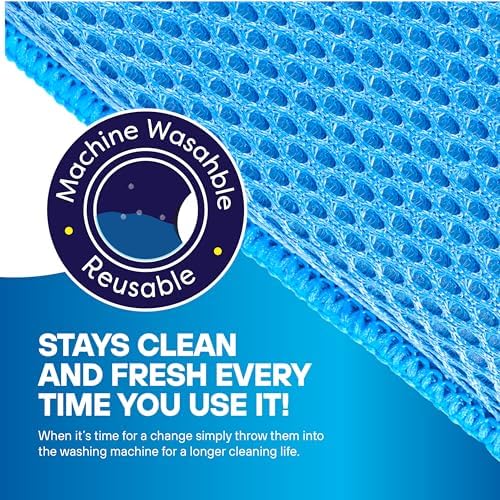SCRUBIT Reusable Sponges for Dishes - 12 Pack Microfiber Sponges Kitchen Dish Scrubber, Machine Washable & Non-Scratch Scrubbers (Blue) - Image 3