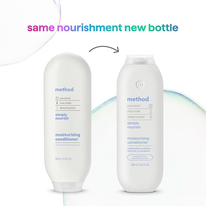 Method Moisturizing Conditioner, Simply Nourish with Shea Butter, Coconut, and Rice Milk Scent Notes, Paraben and Sulfate Free, 13.5 oz (Pack of 1)
