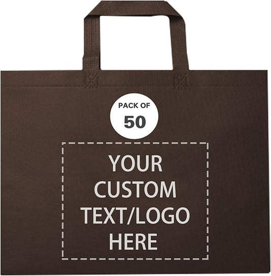 Custom Tote Bags Set of 50, Bulk Pack Grocery Shopping Travel Business Activities advertisement Reusable Bag