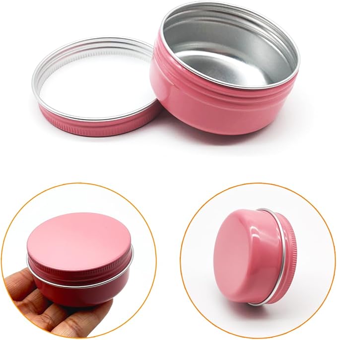 10pack 80ml Aluminum Tin, 80 Gram Pink Container Leak Proof Cosmetic Jars, 80g Small Makeup Round Screw Lids Pot for Cosmetic, Salves, Lip Balms, Toner, Cream, Paint, Candle, Tea, Beads, Wax