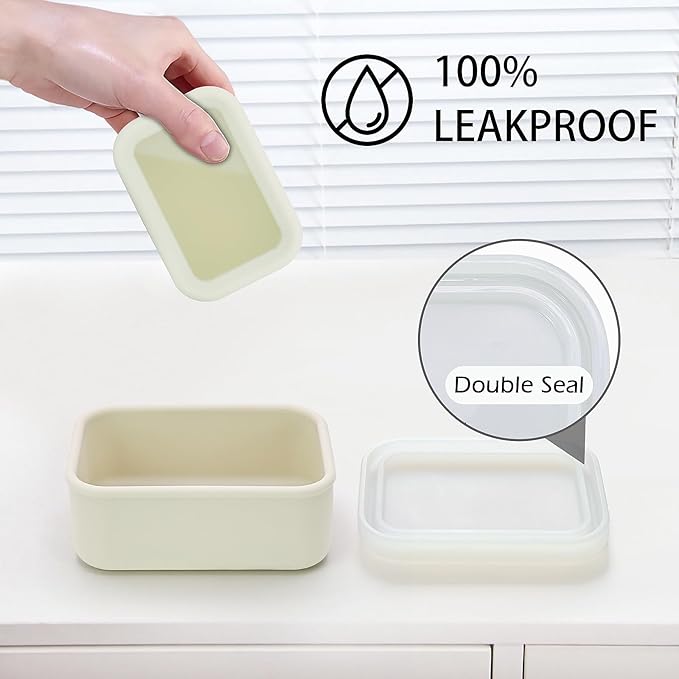 Enhanced Leak Proof Traveling Soap Container,Compact Silicone Travel soap case with Drainage Layer,Shatterproof Soap Box with a See-Through lid for Bathroom,Gym,Camping (Clear&Offwhite)
