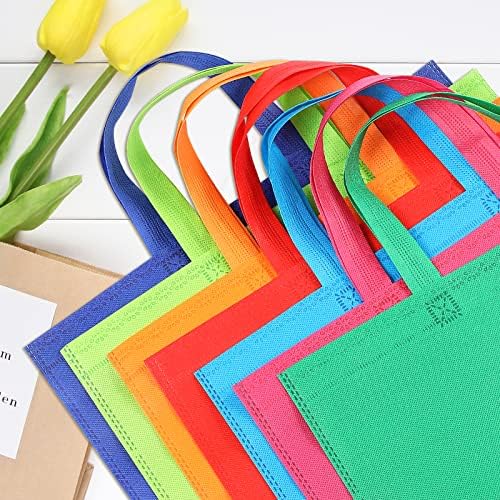 LOUHUA Reusable Gift Bag With Handles 22 Pcs Large Tote Bags Bulk 11 Colors for Shopping Groceries Birthday Party Favor Snacks DIY Painting Halloween Christmas Gift, 15 Inch ×13 Inch - Image 6