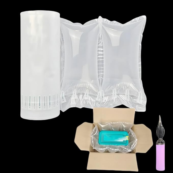Air Pillows for Shipping with Pump 200 Count Air Bags for Packaging 3.5" X 7.8" Inflatable Packing Material for Moving Boxes Packaging, Purse Stuffers for Shape Alternative to Packing Peanuts