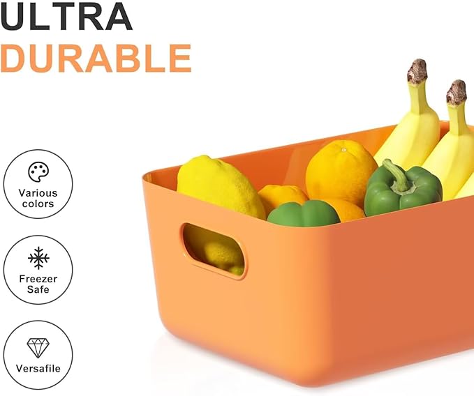 Plastic Storage Small Bins 9.4"X6.5"X3.9" Classroom Bins Organizing Containers for Pantry Kitchen, Cupboard box,and Bathroom Organizer-7Pack