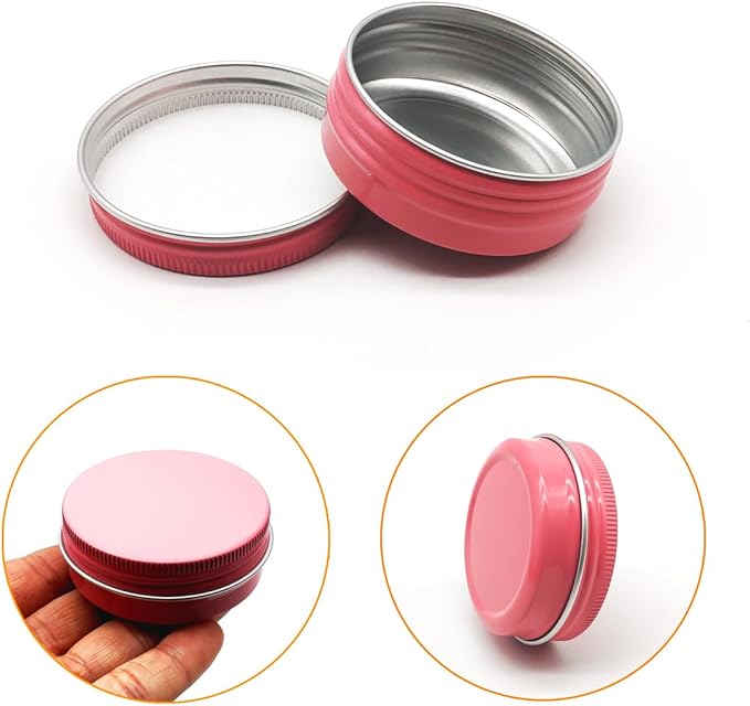 10pcs 60ml Round Lip Balm Tin Cans, 60 Gram Aluminum Tins Cosmetic Sample Containers with Screw Lid, 60g Metal Empty Tins Storage Travel Jars for Salves, Lip Balms, Face Cream, Candle, Tea