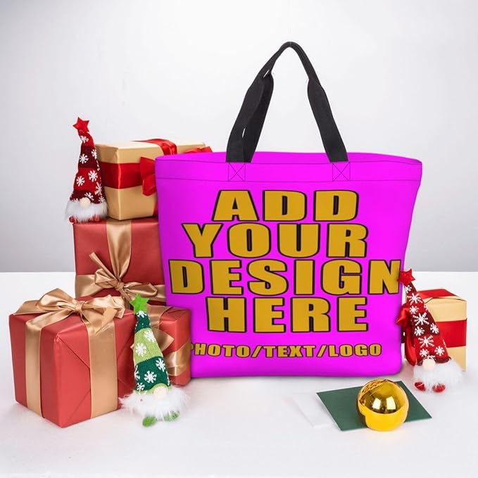 Custom Large Black Tote Bag With Pocket Extra Large Reusable Grocery Bags