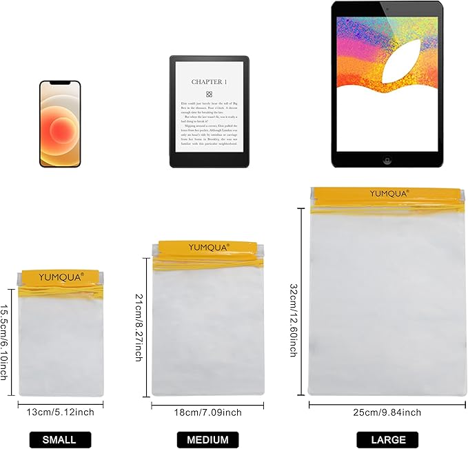 YUMQUA Clear Waterproof Bags, 3PACK Water Tight Cases Water Proof Pouch Small Dry Bags for Camera Mobile Phone Maps Pouch Kayak Military Boating Document Holder