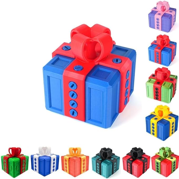 The Prank Box Funny Christmas Gifts Box Annoying Hilarious Screw Challenge with Surprise 3D Printed Screw Gifts Boxes Ideal for Birthday, Christmas (Blue and red)