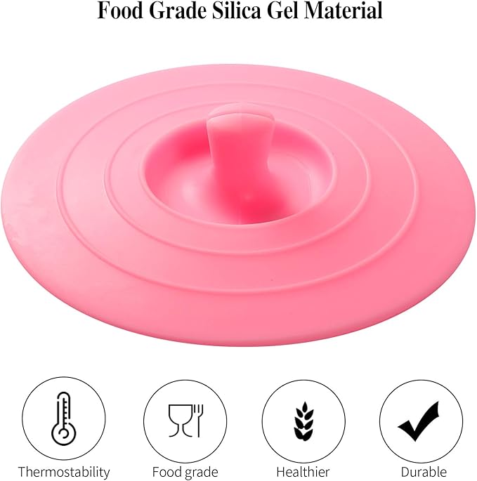 Silicone Cup Covers (Set of 4) ， Multicolored Silicone Lids for Mugs, Cups, Tea Pots,Flexible Mug Covers，Hot Cup Lids for Coffee & Tea