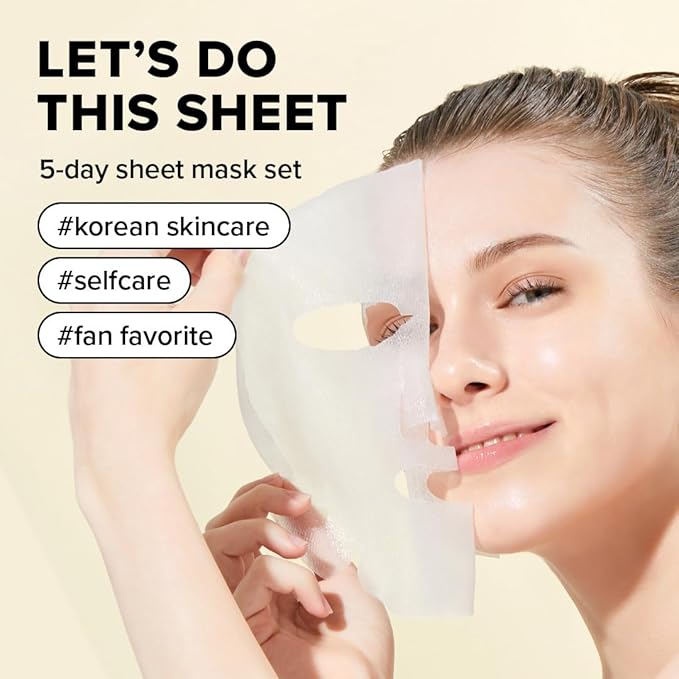 I DEW CARE Collagen Face Mask Variety Pack - 5 Days Facial Masks Skincare Korean | Hydrating Collagen Face Mask, Moisturizing Skin Care, Korean Sheet Masks, Facial Skincare Pack, Gifts For Women, 5EA