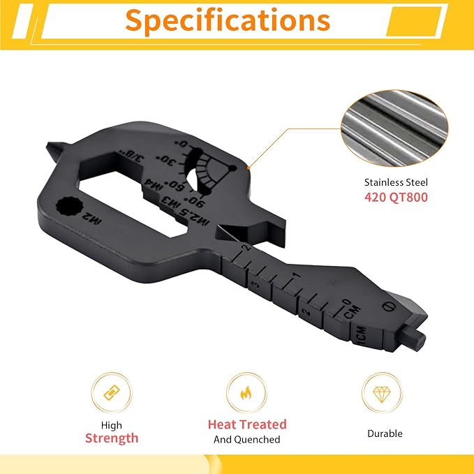 Men Keychain Multitool 2 Pack, 20 In 1 Key Shaped Pocket EDC Gadgets, Multi Tool with Drill Drive Screwdriver and Bottle Opener Keychain, Perfect Gifts for Men, Women, Dad and Outdoor, Black
