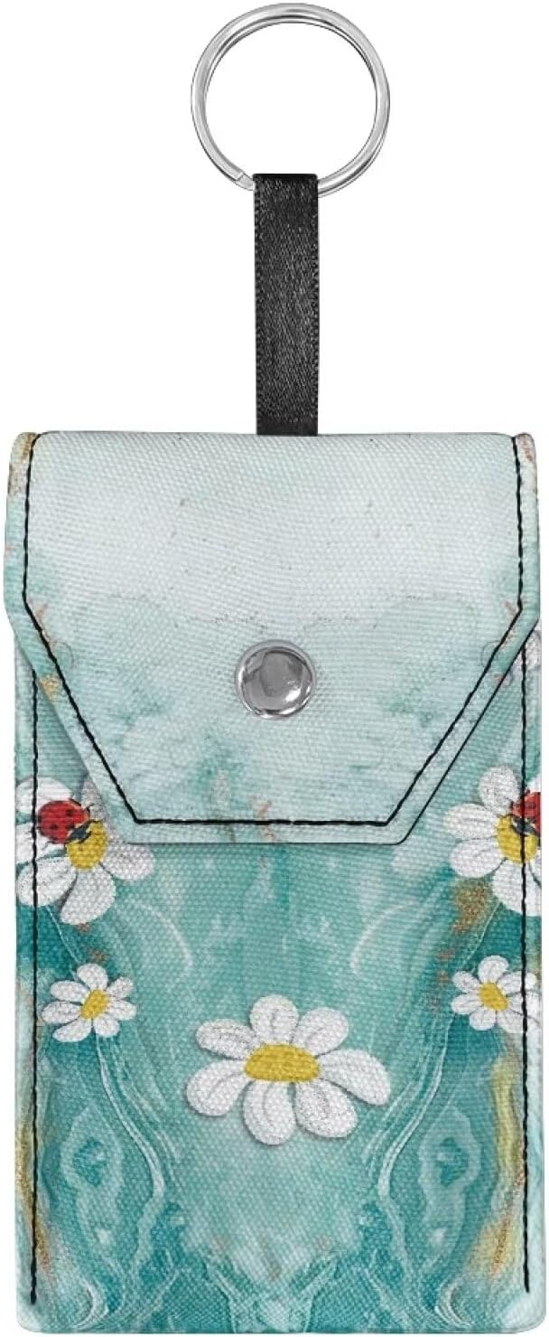 Tissues Purse Pocket Sturdy Tissue Holder for Purse Coins Purse Size Travel Tissue Pouch with Hanging Rings and Snap Button Marble Daisy