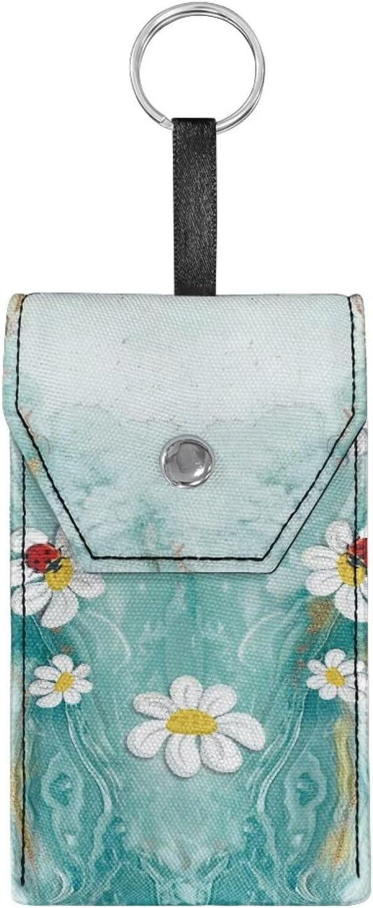 Tissues Purse Pocket Sturdy Tissue Holder for Purse Coins Purse Size Travel Tissue Pouch with Hanging Rings and Snap Button Marble Daisy