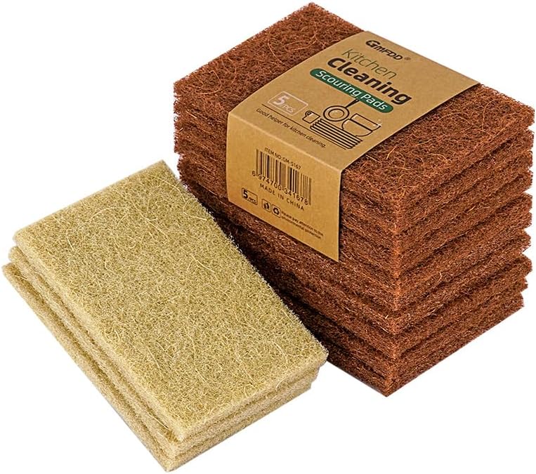 Plant‑Based Sisal Fiber Scrub Pads Powerful Kitchen Cleaning Scrubbers Sponge Dish Washing Sponge, Trial Pack of 5 Compostable, Non‑Scratch Dish Scrubbers, Odor‑Resistant - Image 2