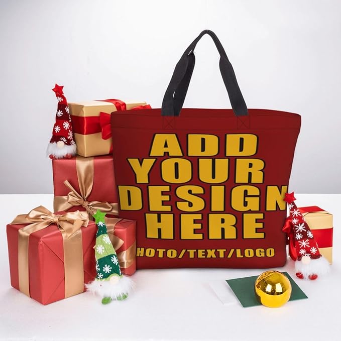 Custom Large Black Tote Bag With Pocket Extra Large Reusable Grocery Bags