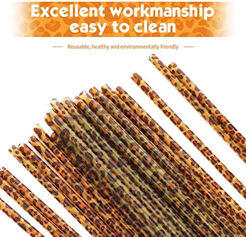 Zopeal 25 Pcs Reusable Leopard Straws with Cleaning Brushes, Brown - Image 5