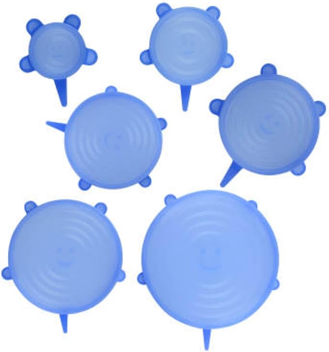 Silicone Stretch Lids - Bowl Covers - Reusable Food Storage - Microwave Safe Silicone Lids - Food, Can Covers - Kitchen Gadgets - Dishwasher Safe Elastic - Pack of 6