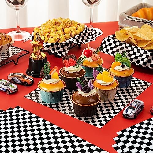 100 Pcs Black & White Checkered Wax Paper Sheets for Food - Image 4